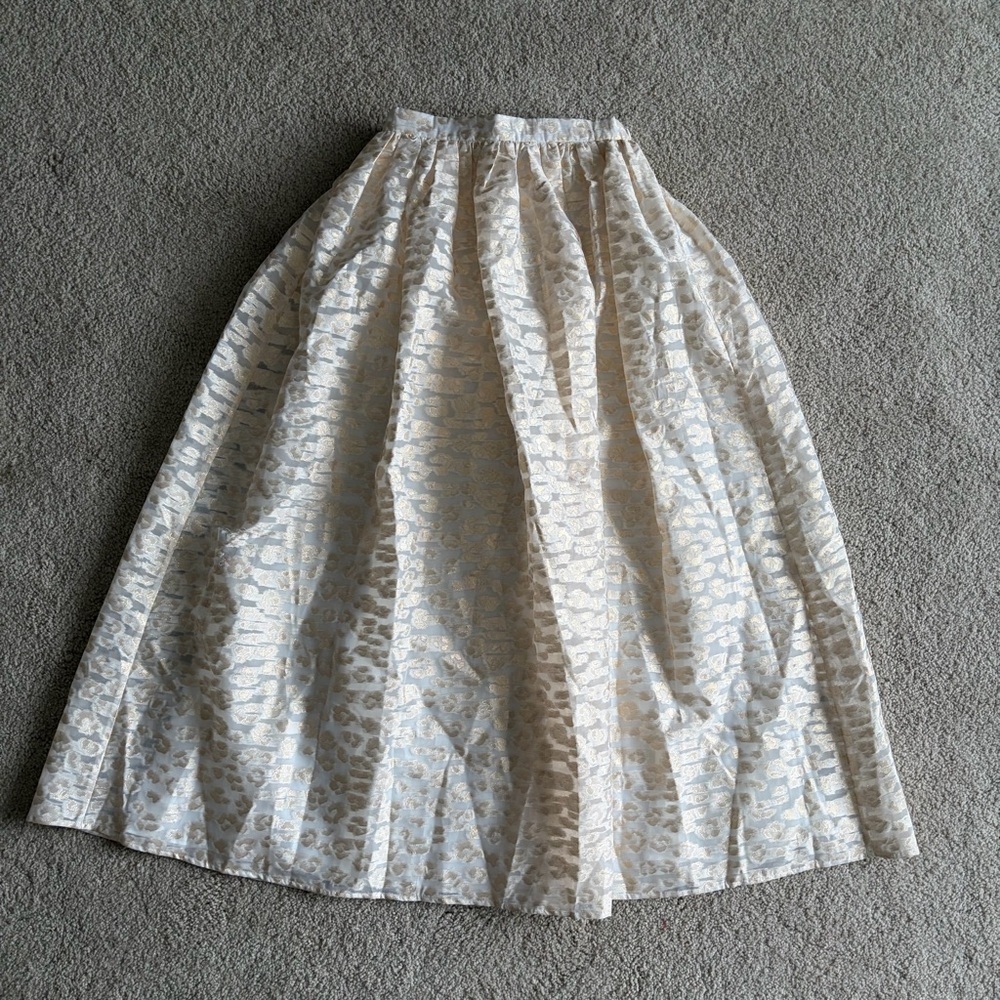 Anthropologie Pankaj & Nidhi Metallic Burnout Wedding Shimmer Maxi Skirt Size Xs - Picture 3 of 15